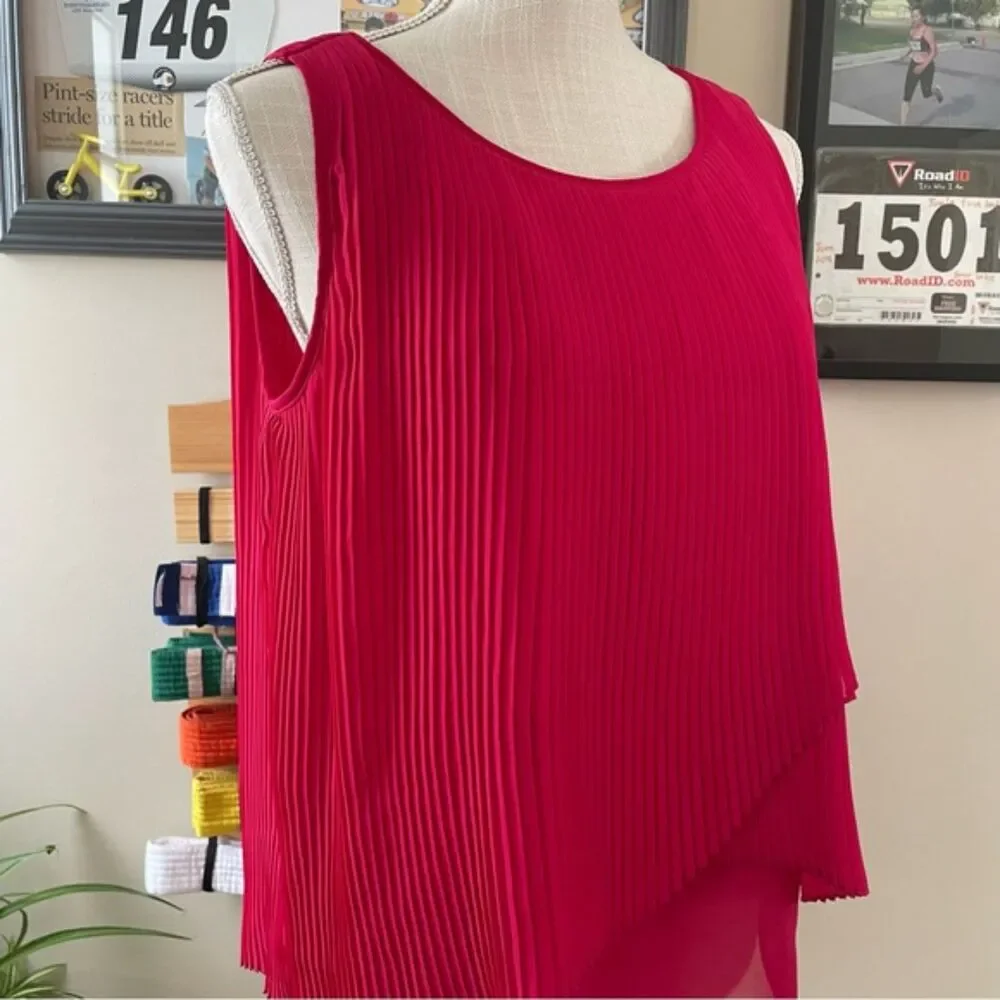 Zac & Rachel Pink Ruffle  Sleeveless Women's Blouse Tank (Size S)